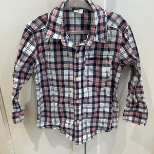 Carter's Pink and Navy Plaid Shirt 3t
